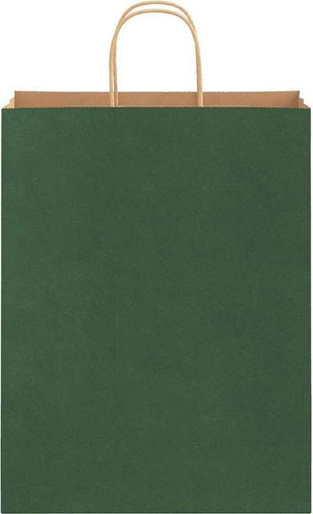 Produktbild VidaXL Kraftpapiertüten 50 Stk. mit Henkel Grün 32x12x42 cm Papiertüte (Geschenktüte, 50 x)
