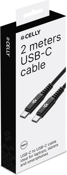 Produktbild Celly Usb-C zu Usb-C Kabel 100W 2mt (2 m, 100 W)