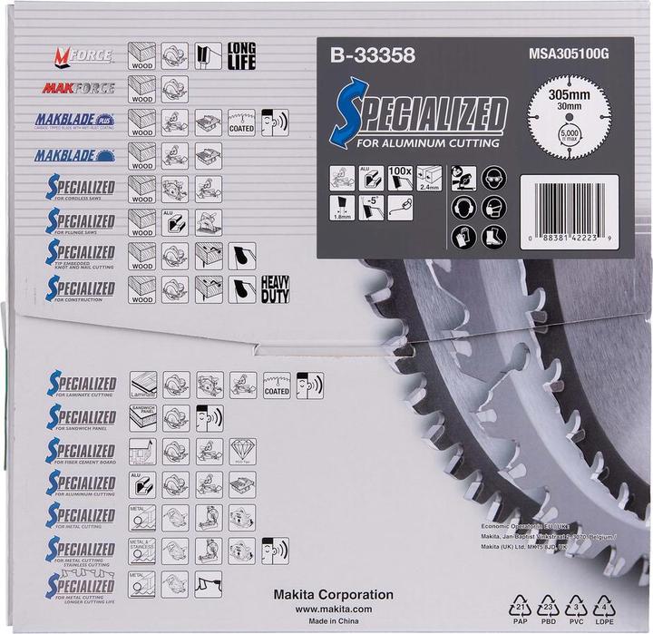 Immagine prodotto Makita SEGA A DISCO SPECIALIZZATA IN ALLUMINIO 305x30mm 100 denti