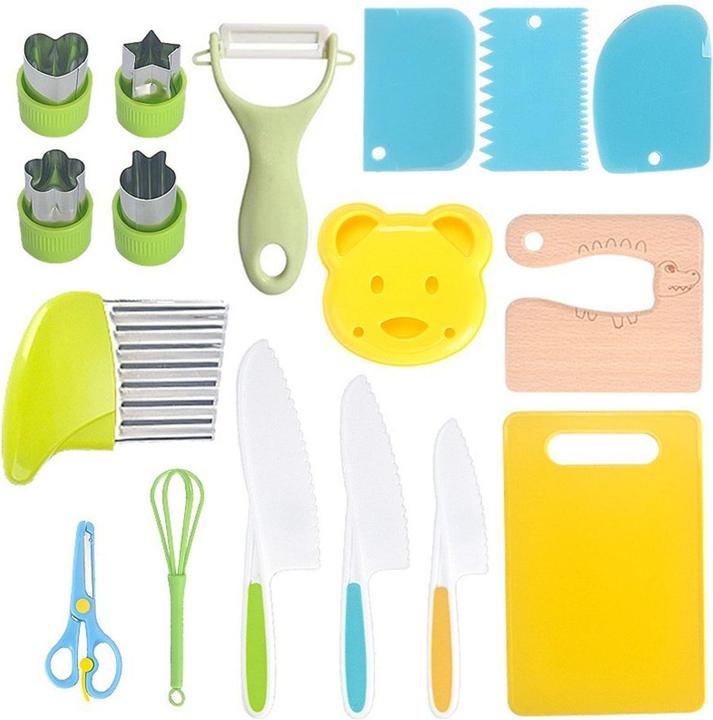 Produktbild König Design Kinder Kochmesser Set 13-teiliges Set Schneidebrett Messer Messer Ausstechformen