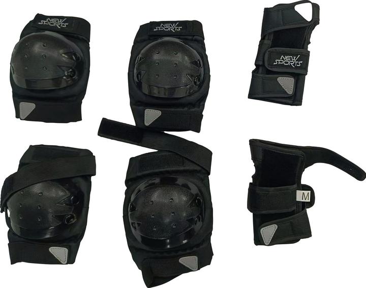 Actual product image New Sports Protector set black, size M from 25-50 kg (M, Wrist protectors, Knee pad, Elbow protectors, 6 pieces)