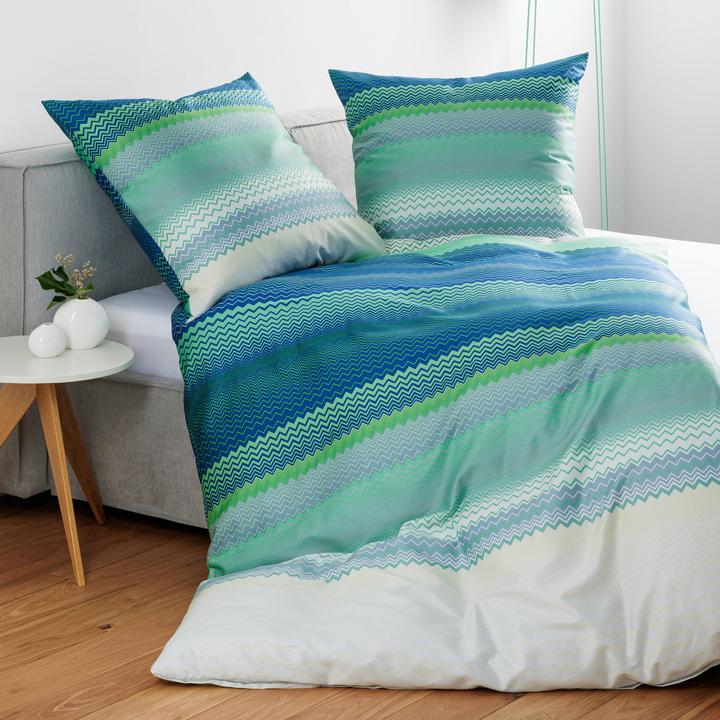 Produktbild Janine Mako-Satin Bettwäsche moments 98120 blau türkis (Duvetbezug, 80x80 cm)