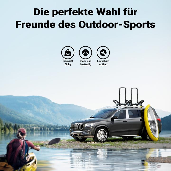 Actual product image Wiltec Roof Rack for Kayaks 2 Pieces Folding J Shape Aluminium Car Kayak Canoe incl. Fastening Straps