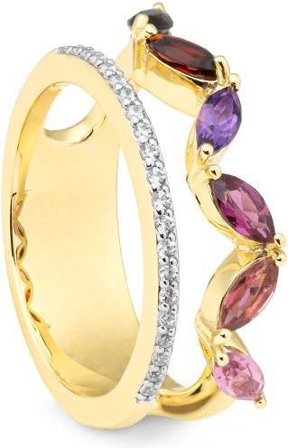 Produktbild Breuning RING - AMETH./RO.TURM./BRILL. 0,137 Ct. H/si (61, 750/18 K Gold)