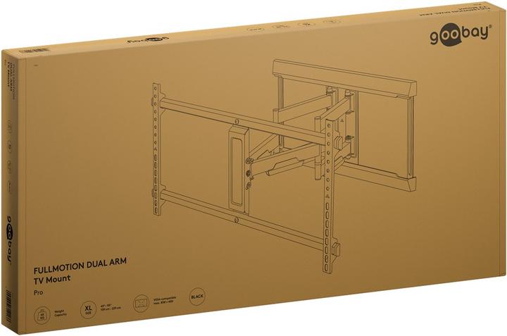 Produktbild Goobay TV-Wandhalterung Pro FULLMOTION XL, schwarz (Wand, 90", 60 kg)