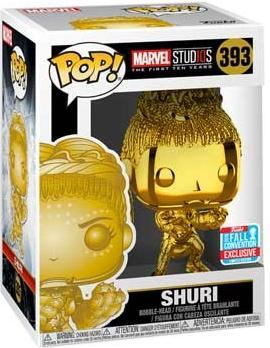 Actual product image Funko Pop NYCC 2018 Marvel Studios The First Ten Years Shuri Gold Chrome Limited Edition