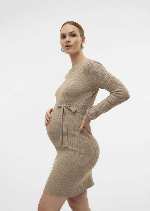 Produktbild Mamalicious Normal geschnitten Rundhals Gerippte Ärmelbündchen Ballonärmel Kurzes Kleid Strickkleid (XL)