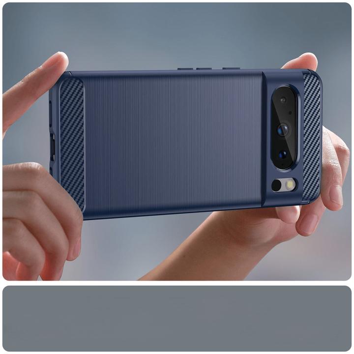 Produktbild Cover-Discount Google Pixel 8 Pro - Metall Carbon Look Hülle blau (Google Pixel 8 Pro)