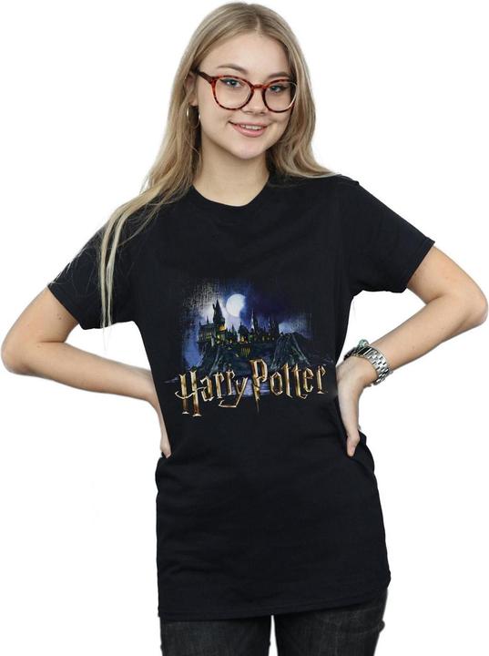 Actual product image Absolute Cult Womens/Ladies Hogwarts Castle Cotton Boyfriend T-Shirt (4XL)