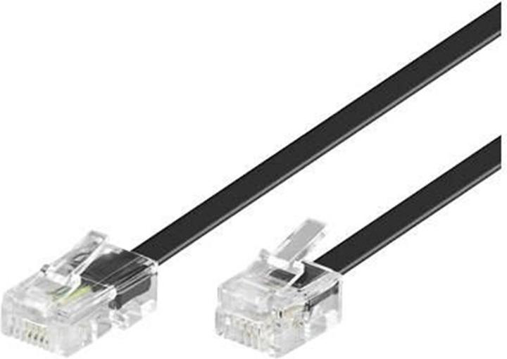 Immagine prodotto Cavo telefonico piatto nero di 1 metro con connettori RJ11 e RJ45. Cavo Rj45-rj11 nero 1.00m