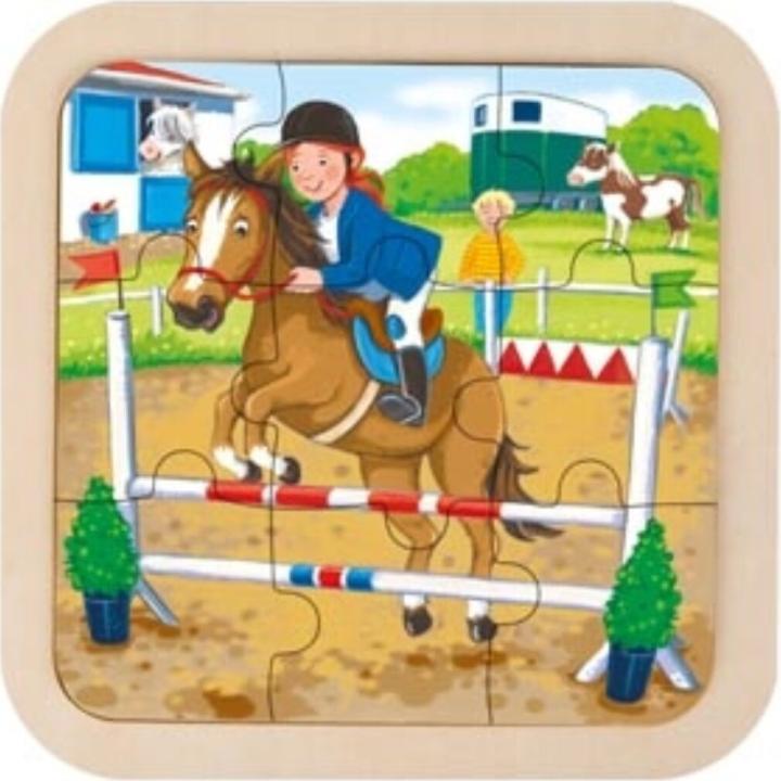 Produktbild Goki Holzpuzzle Bauernhof, Feuerwehr, Pferd, 9-tlg. (9 Teile)