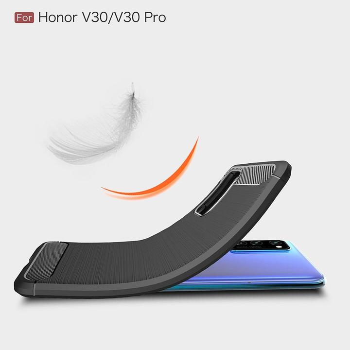 Actual product image König Design Case Mobile Protection for Huawei Honor V30 Case Cover Bumper Carbon Optics TPU Blue (Honor V30)