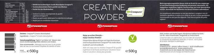 Nährwerte und Zutaten PowerFood One DUPLIKAT Creatine (1 Stück, 575 g)