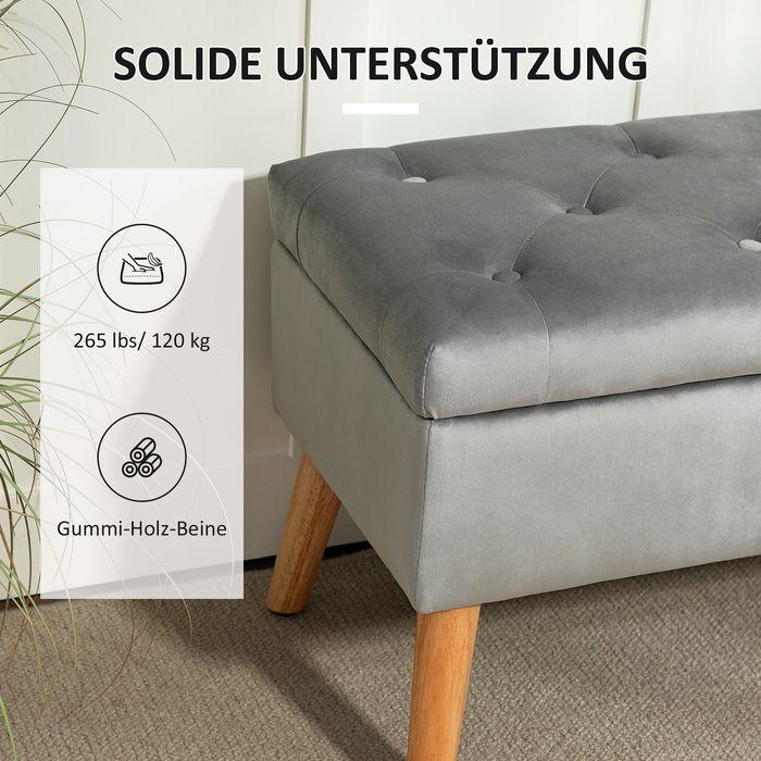 Actual product image Swisshandel24 Sitzbank mit Stauraum, Polsterbank mit Deckel, Bettbank mit Samtoptik Grau (80 cm)