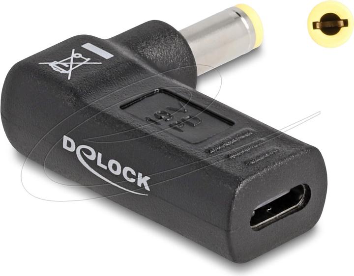 Actual product image Delock Adapter USB-C to 5.5 x 2.5 mm 90° angled (USB-C, 3.80 cm)
