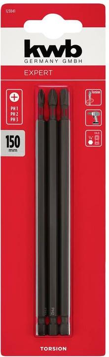 Image du produit kwb 3 embouts de torsion 150mm PH Set (150 mm)