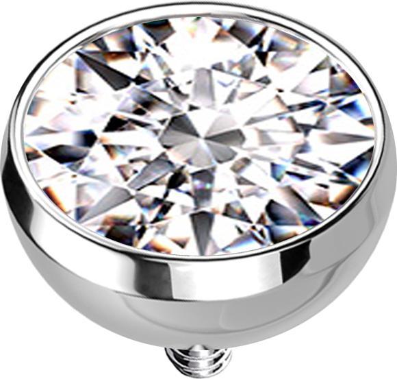 Immagine prodotto Star Piercing Ancora dermica emisfero d'argento con cristallo d'argento (senza ottone, Titanio G23)