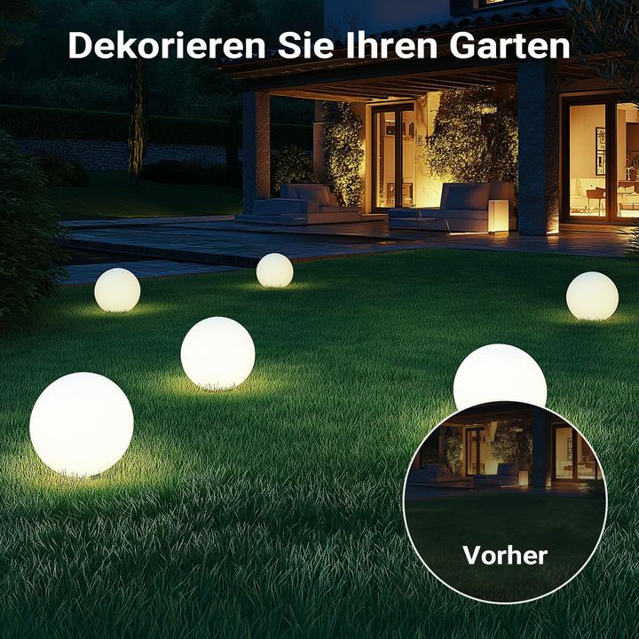 Produktbild Wiltec Kugelleuchte Ø30cm mit Erdspiess Gartenleuchte Kugellampe Aussenleuchte (E27, IP44)