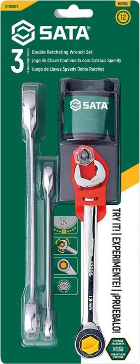 Productafbeelding SATA KLUCZE PŁASKO-OCZKOWE Z PODWÓJNĄ GRZECHOTKĄ ZESTAW 3 szt / 10, 13, 17mm (17 mm, 10 mm, 13 mm)