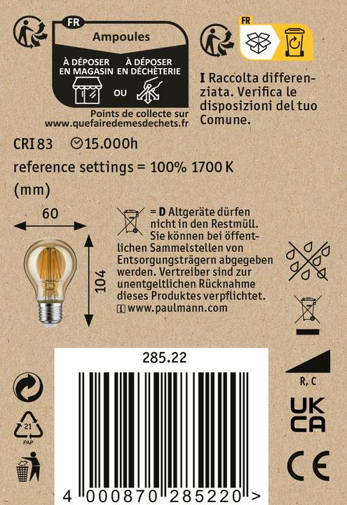 Actual product image Paulmann 1879 Filament bulb (E27, 6 W, 500 lm, 1 x)