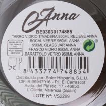 Immagine prodotto Anna vaso vetro c/legno 950ml goffrato (0.95 l)