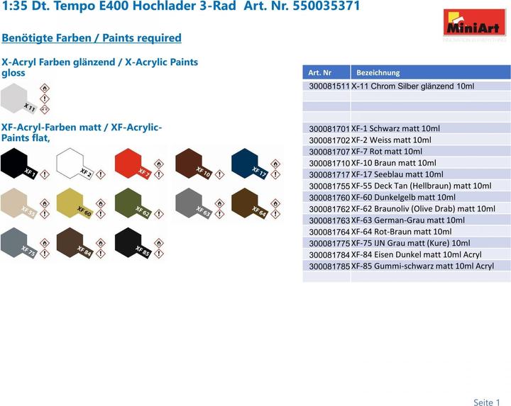 Actual product image Mini art Tempo E400 high loader flatbed. German 3-Wheel Delivery Truck