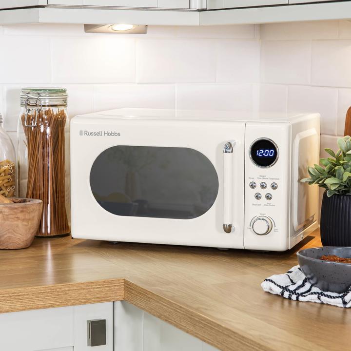 Produktbild Russell Hobbs RHM2044C – Retro Solo Digitale Mikrowelle, 20 L, Creme (EU-Stecker, 20 l)