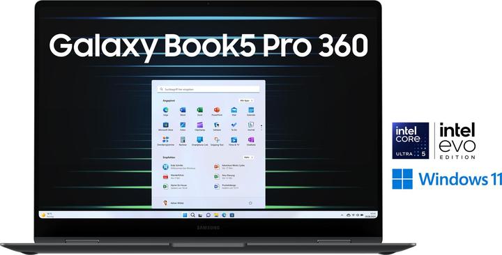 Actual product image Samsung Galaxy Book5 Pro 360 (16", Intel Core Ultra 5 226V, 16 GB, 512 GB, DE)