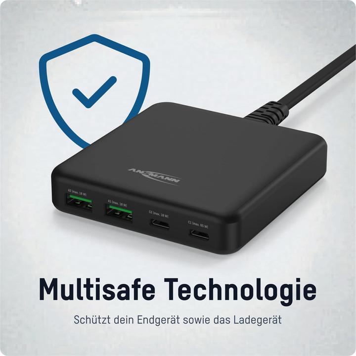 Actual product image Ansmann USB charger 4-port 65W PD/QC/GAN (65 W)