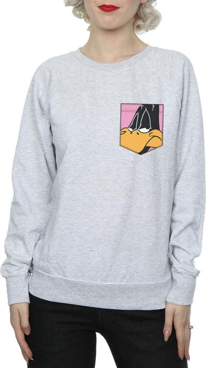 Produktbild Looney Tunes Daffy Duck Face Faux Pocket Sweatshirt (M)