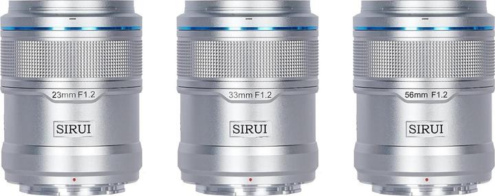 Actual product image Sirui Sniper Set AS-3S-ES 23mm, 33mm & 56mm F1.2 APSC Auto-Focus Lens Kit (Sony E Mount, silver, Carbon (Sony E, APS-C / DX)