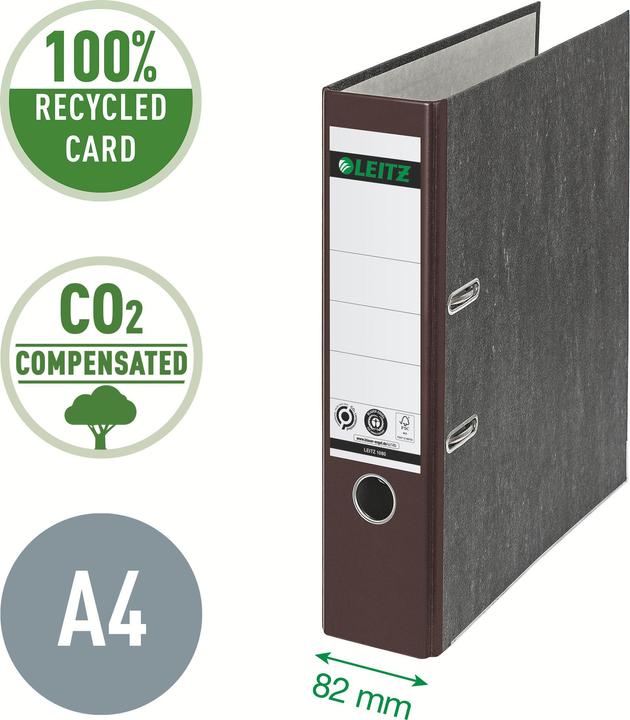Actual product image Leitz Cloud marble folder, 180 degree, DIN A4, 80 mm, brown colored spine, cardboard cover, outside (A4, 80 mm, 1 Piece)