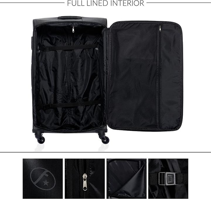 Immagine prodotto Fergé Set di valigie 3 pezzi, nero (100 l, L (90 - 115l))