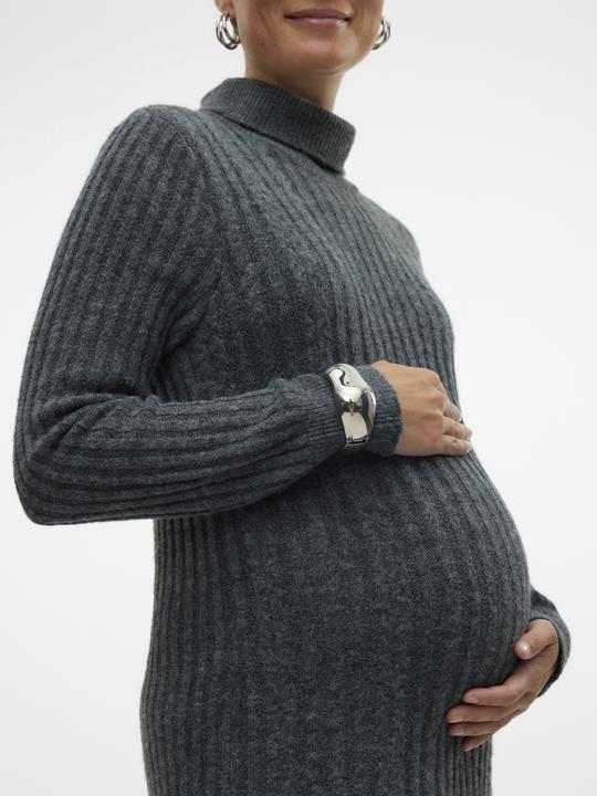 Produktbild Mamalicious Normal geschnitten Rollkragen Gerippte Ärmelbündchen Schmale Ärmel Kurzes Kleid Strickkleid (XS)