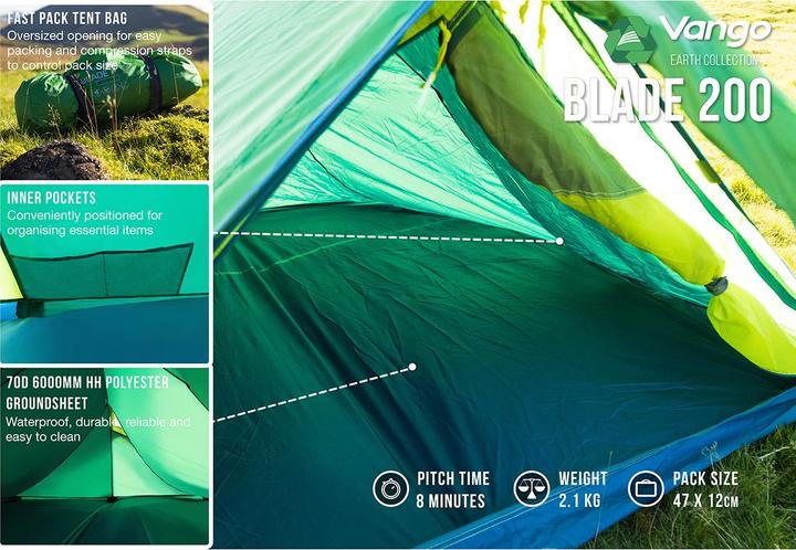Produktbild Vango Blade 200 (Kuppelzelt, 2.15 kg, 2 Personen)
