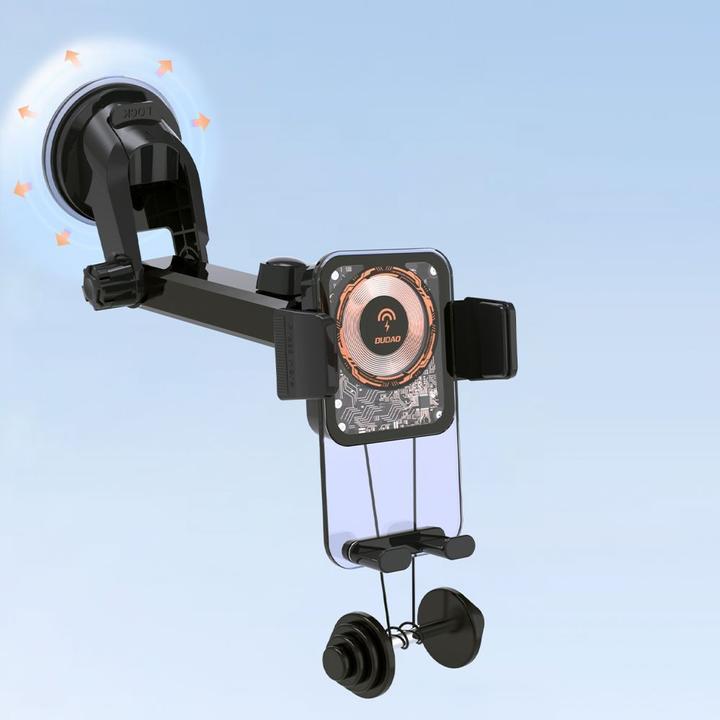 Actual product image Dudao F19 clamp car holder with 15W inductive charger - black