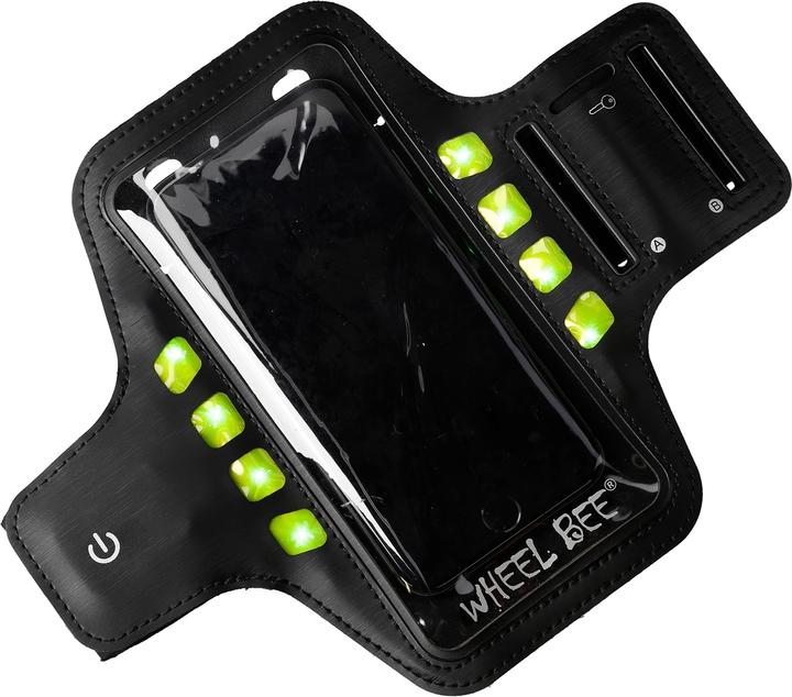 Immagine prodotto Wheel Bee Running Armbag Night Hawk, 8 luci LED, per telefono cellulare/chiavi, Batt. 1xCR2032 incl.