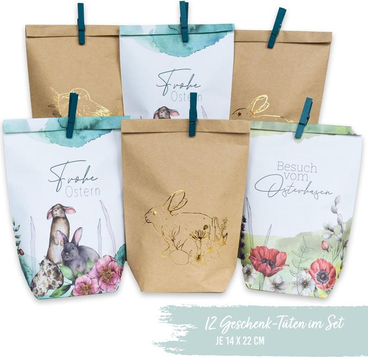 Produktbild Papierdrachen 12 bedruckte Geschenktüten zu Ostern (Geschenktüte, 12 x)