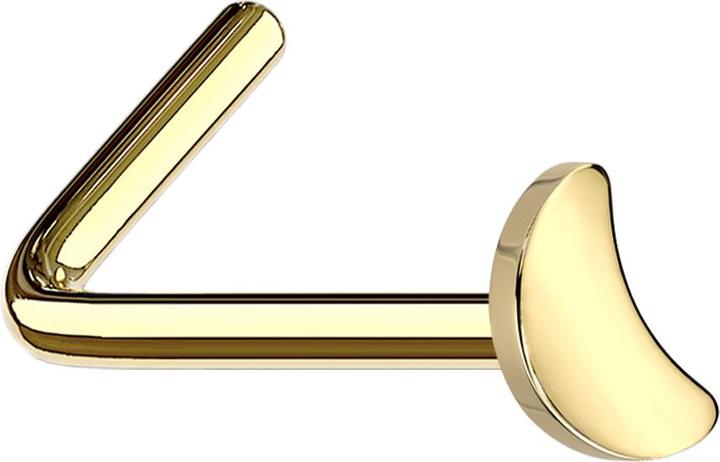 Image du produit Star Piercing Clous de nez coudés dorés avec lune (sans laiton, Titane G23)