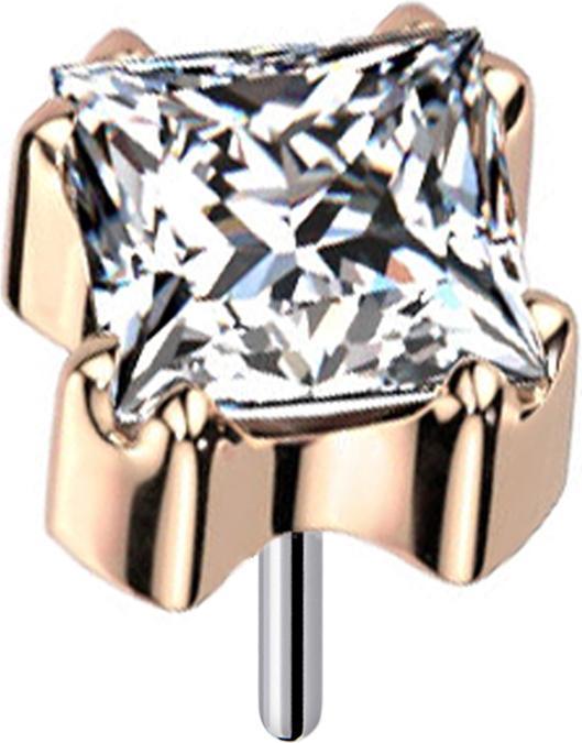 Immagine prodotto Star Piercing Cristallo quadrato in oro rosa Threadless incastonato in argento (Acciaio chirurgico 316L, senza ottone)