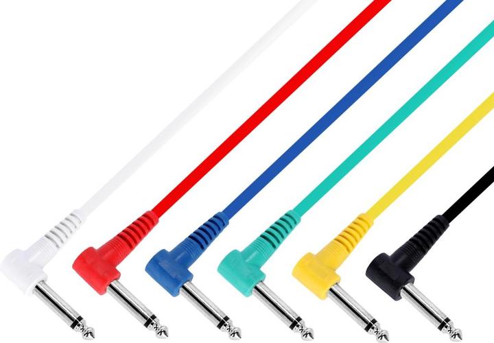 Produktbild Adam Hall 3 STAR IRR 0030 SET - Patchkabel 6er Set verschiedene Farben Winkelklinke TS | 0.3 m (0.30 m)