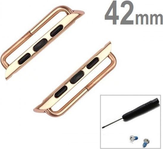 Produktbild Hermex Apple Watch 44mm / 42mm 2x Armband Adapter Kopplungsstück + Schraubenzieher ROSÉGOLD ROSÉ GOLD ROTGO (42 mm, 44 mm, Poliert, Rostfrei)