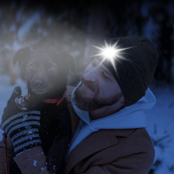 Actual product image Japcell Knitted hat with integrated rechargeable LED light (120 lm)