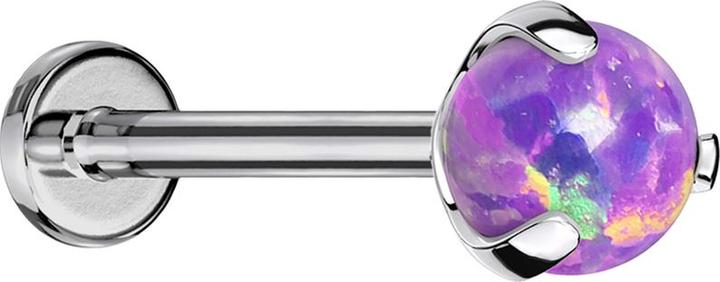 Produktbild Star Piercing Micro Threadless Labret silber mit Kugel Opal violett gefasst (Titan G23, ohne Messing)