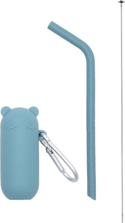 Produktbild We Might Be Tiny Keepie "Bear" & Bendie Straw Trinkhalm, blue dusk (1 x)