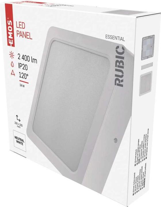 Produktbild Emos LED-Anbauleuchte RUBIC, quadratisch, weiss, 24W, neutralweiss (2400 lm)
