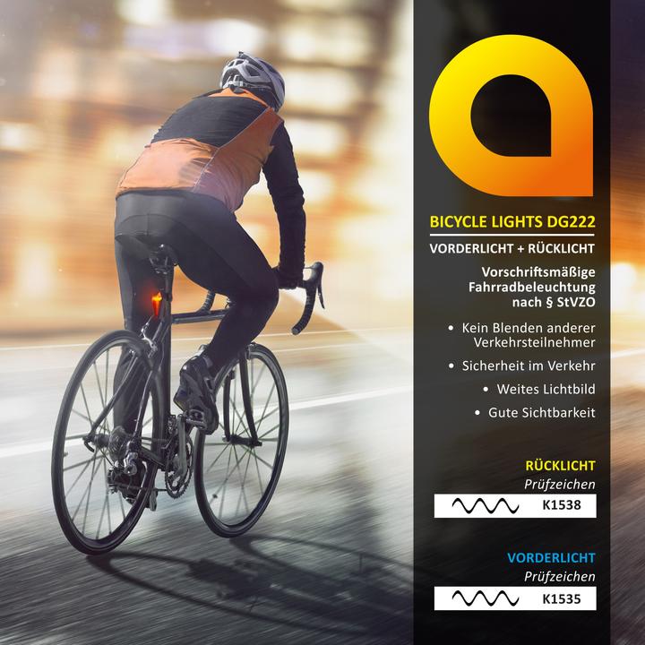 Produktbild Aplic Fahrradbeleuchtung, Velobeleuchtung, Fahrradlampenset, 2600mAh Frontlicht & 180mAh Rücklicht, 40 Lux (20 lm)