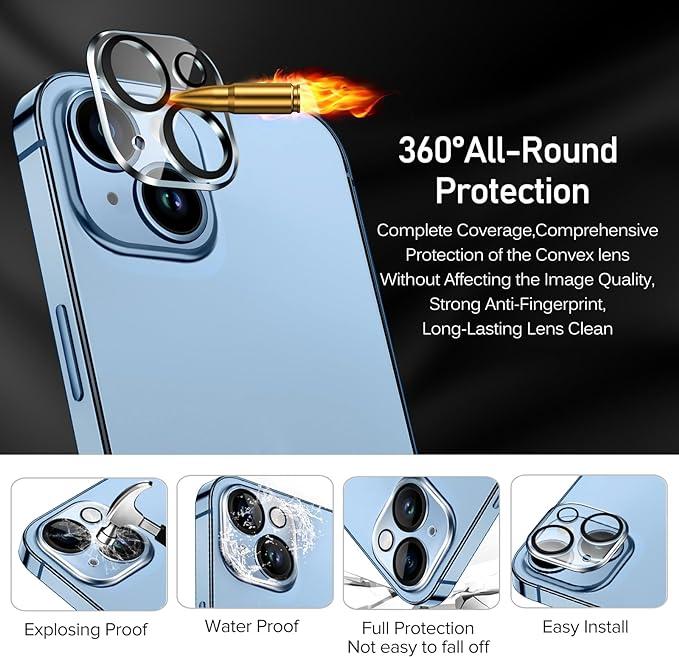Actual product image Ivoler 4 pieces Camera protector Compatible with iPhone 14/ iPhone 15/ iPhone 14 Plus/ iPhone 15 Plus (4 Piece, Apple iPhone 14 Plus, Apple iPhone 15 Plus, Apple iPhone 15, Apple iPhone 14)