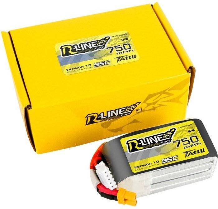 Actual product image Tattu R-Line 750mAh 14.8V 95C 4S1P JST-XHR Battery (14.80 V, 750 mAh)