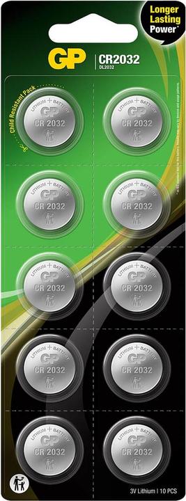 GP Batteries Knopfzelle Lithium (10 Stk., CR2032, 220 mAh)